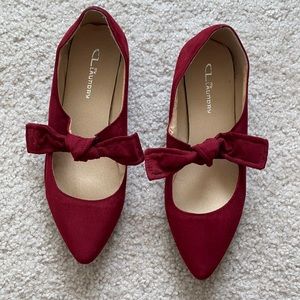 CL by Chinese Laundry Maroon Flats with Bow Detail